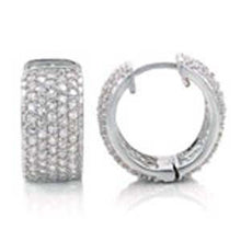 Load image into Gallery viewer, Sterling Silver Micro Pave Set 5 Row Cz Huggie Earrings with Earring Width of 9MM