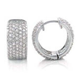 Sterling Silver Micro Pave Set 5 Row Cz Huggie Earrings with Earring Width of 9MM