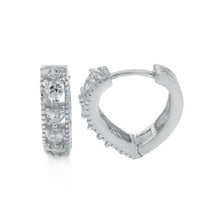 Load image into Gallery viewer, Sterling Silver Round Cut Cz Heart Shape Huggie Earrings with Earrings Dimension of 4MMx15.88MM