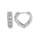 Sterling Silver Round Cut Cz Heart Shape Huggie Earrings with Earrings Dimension of 4MMx15.88MM
