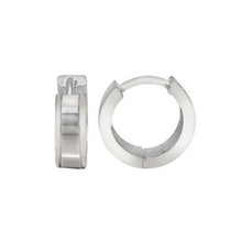 Load image into Gallery viewer, Sterling Silver Side Lines Plain Huggie Earrings with Earring Diameter of 10MM and Earring Width of 4MM