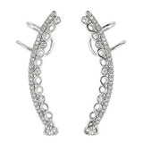 Sterling Silver Stylish Clear Cz Infinity Sign Ear Cuff Earrings with Earring Length of 38.1MM