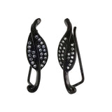 Sterling Silver Stylish Clear Cz Leaf Ear Cuff Earrings with Earring Length of 22.23MM