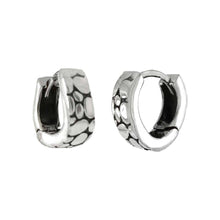 Load image into Gallery viewer, Sterling Silver Oxidized Huggie Hoop Earrings