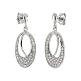 Sterling Silver Pave CZ Dangle Earrings