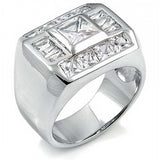 Sterling Silver Cubic Zirconia Princess & Baguette CZ Man RingAnd Weight 15.2gramAnd Width 16mm