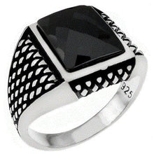 Load image into Gallery viewer, Sterling Silver 9mm x 10.5mm Cushion-Cut Black CZ Oxidized Ring