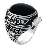 Sterling Silver Oval Black Cat Eye Oxidized RingAnd Weight 14.5 gramAnd Width 24mm