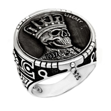 Load image into Gallery viewer, Sterling Silver Skull Coin Oxidized Ring