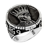 Sterling Silver Skull Coin Oxidized Ring