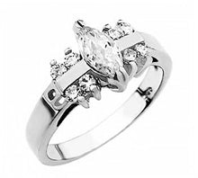 Load image into Gallery viewer, Sterling Silver Fancy Promise Ring with Clear CzAnd Ring Width of 10MM