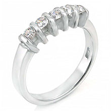 Load image into Gallery viewer, Sterling Silver Stylish Engagement Ring with Five Clear Cz