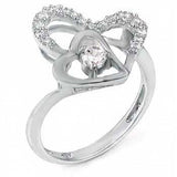 Sterling Silver Stylish Pave Double Line Cz Ring with 9MM Round Cz in the CenterAnd Ring Width of 9MM