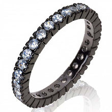 Load image into Gallery viewer, Sterling Silver Eternity Ring with Black Rhodium and Round CzAnd Ring Width of 3MM