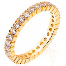 Load image into Gallery viewer, Sterling Silver Gold Plated Eternity Ring with Round CzAnd Ring Width of 3MM