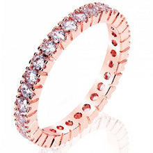 Load image into Gallery viewer, Sterling Silver Eternity Rose Gold Ring with Round CzAnd Ring Width of 3MM