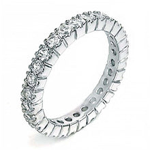 Load image into Gallery viewer, Sterling Silver Fancy Rhodium Plated Eternity Ring with Clear Round CzAnd Ring Width of 3MM