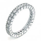 Sterling Silver Fancy Rhodium Plated Eternity Ring with Clear Round CzAnd Ring Width of 3MM