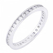 Load image into Gallery viewer, Sterling Silver Rhodium Plate Eternity Ring with 2.2MM Clear Round CzAnd Ring Width of 2.2Mm