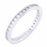 Sterling Silver Rhodium Plate Eternity Ring with 2.2MM Clear Round CzAnd Ring Width of 2.2Mm