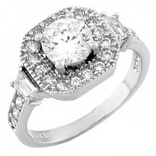 Load image into Gallery viewer, Sterling Silver Ring with Embedded Cz and 5MM Round Cz in the CenterAnd Ring Width of 11MM