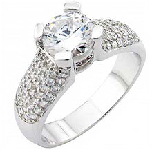 Load image into Gallery viewer, Sterling Silver Micro Pave Cz Ring with 7MM Round Cz in the CenterAnd Ring Width of 8MM