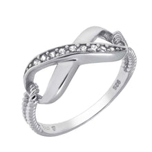 Load image into Gallery viewer, Sterling Silver Channel Set Cz Infinity Ring with Ring Dimensions of 10MMx6.5MM
