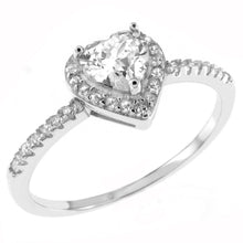 Load image into Gallery viewer, Sterling Silver Diamond Halo Heart Shape Engagement Ring Width-7.5mm, Height-8mm
