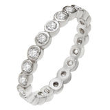 Sterling Silver Round CZ Bezel Set Band Ring Width-2.8mm