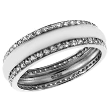 Load image into Gallery viewer, Sterling Silver Double Edge CZ Eternity Wedding Band Ring Width-6.8mm