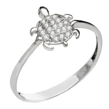 Load image into Gallery viewer, Sterling Silver Micro Pave CZ Turtle Ring Width-8.5mm, Height-10.1mm