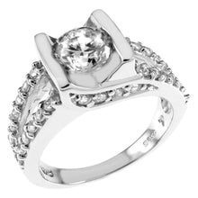 Load image into Gallery viewer, Sterling Silver Round CZ Channel Set Engagement Ring Weight-5.8gram, Width-8.2mm