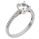 Sterling Silver Round CZ Solitaire Engagement Ring Width-6mm