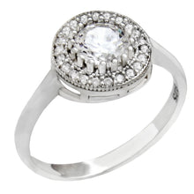 Load image into Gallery viewer, Sterling Silver Round Halo CZ Engagement Ring Width-2.4mm, Diameter-11.4mm