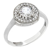 Sterling Silver Round Halo CZ Engagement Ring Width-2.4mm, Diameter-11.4mm