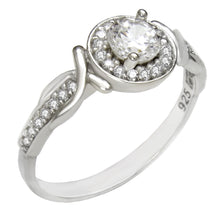 Load image into Gallery viewer, Sterling Silver Round Cut CZ Halo Engagement Ring Width-8.4mm