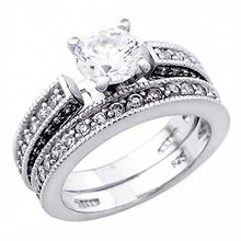 Load image into Gallery viewer, Sterling Silver Wedding Ring Set with 6MM Prong Set CzAnd Ring Width of 6MM