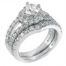 Load image into Gallery viewer, Sterling Silver Round Cz Ring Set with Round Cut Cz in the CenterAnd Ring Width of 9MM