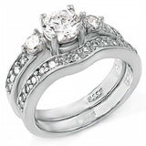 Sterling Silver Round Cz Wedding Ring Set with a 6MM Round Cz in the CenterAnd Ring Width of 9MM