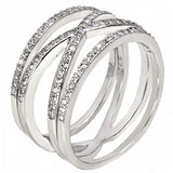 Sterling Silver 3 Pcs Cubic Zirconia Stackable Ring SetAnd Width 11MM