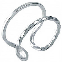 Load image into Gallery viewer, Sterling Silver Half Square and Half Twisted Tube Adjustable Size Ring with Ring Length of 11.5MM