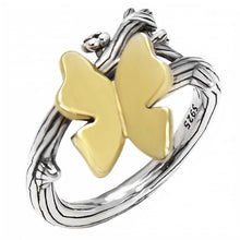 Load image into Gallery viewer, Sterling Silver Oxidized Gold Plated Butterfly Shaped Ring