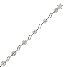 Load image into Gallery viewer, Sterling Silver Flower Tennis Bracelet with Clear CzAnd Bracelet Dimension of 5MMx177.8MM