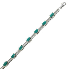 Load image into Gallery viewer, Sterling Silver Turquoise Color Quarts With Cubic Zirconia Tennis BraceletAnd Weight 9gramAnd Length 8 1/2 inchesAnd Width 4.2mm