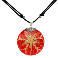 Load image into Gallery viewer, Sterling Silver Red Starfish Shell Pendant with CordAnd Pendant Dimension of 23MMx41.28MM