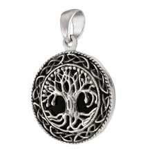Load image into Gallery viewer, Sterling Silver Tree Of Life Black Oxidize PendantAnd Diameter 25mm