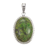 Sterling Silver Natural Green Turquoise Pendant with Pendant Dimension of 22MMx41.28MM