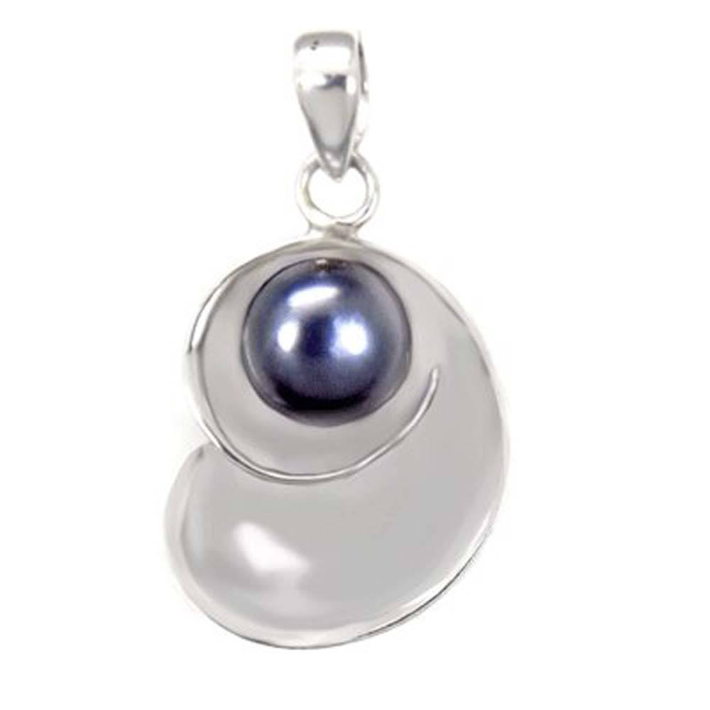 Sterling Silver Gray Mabe Pearl Pendant with Pendant Dimension of 18MMx33.02MM