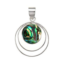 Load image into Gallery viewer, Sterling Silver Green Round Shape Shell Pendant with Pendant Dimension of 25MMx25.4MM and Pendant Diameter of 25MM