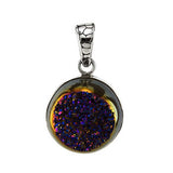 Sterling Silver Round Drusy Bali Pendant And width 19 mm